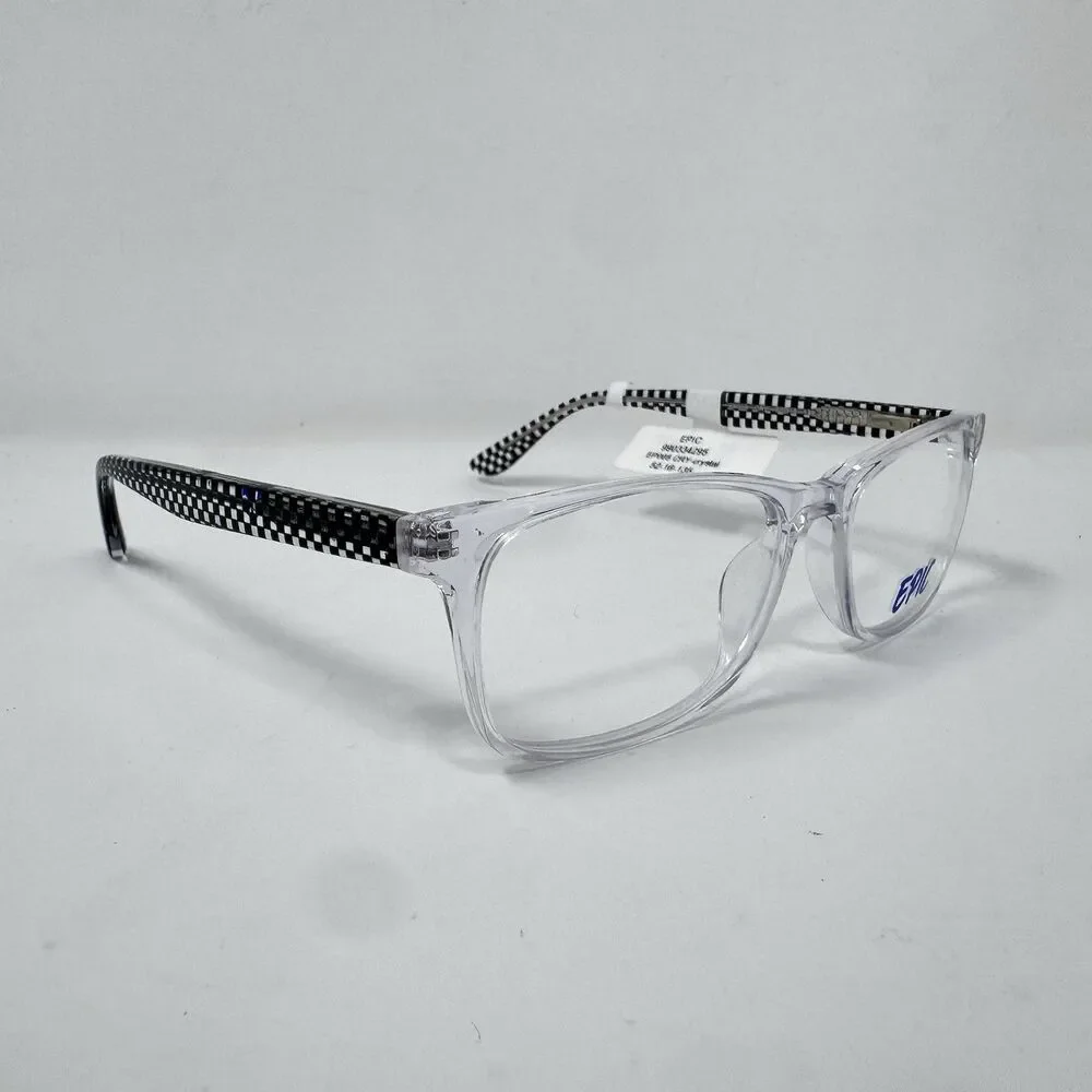 EPIC EP005 CRY Crystal Eyeglass Frames 52-16-135 Checkered Temples